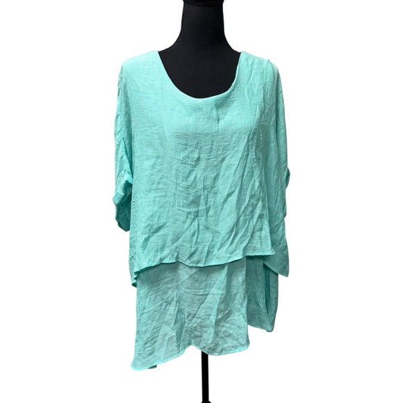 Umgee Tops - Umgee XL Mint Green Layered Tunic Boho Flowy Oversized Top